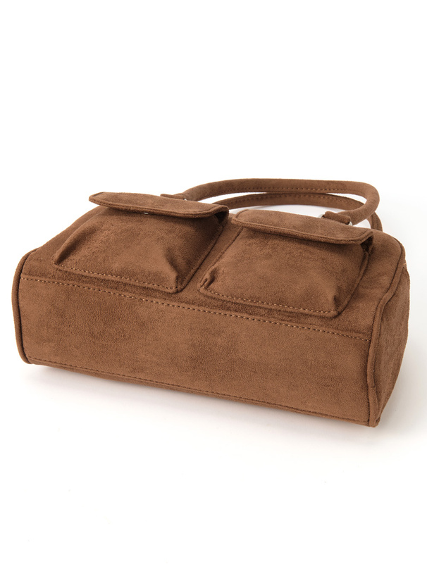 スエードポケットボストンバッグ