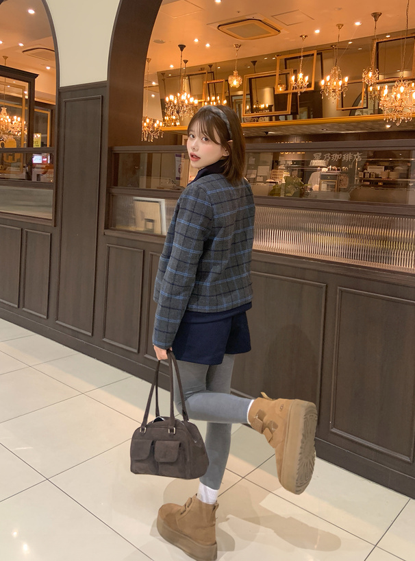 スエードポケットボストンバッグ