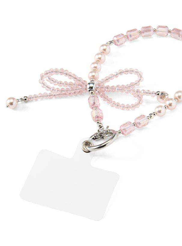 ビーズリボンスマホストラップ