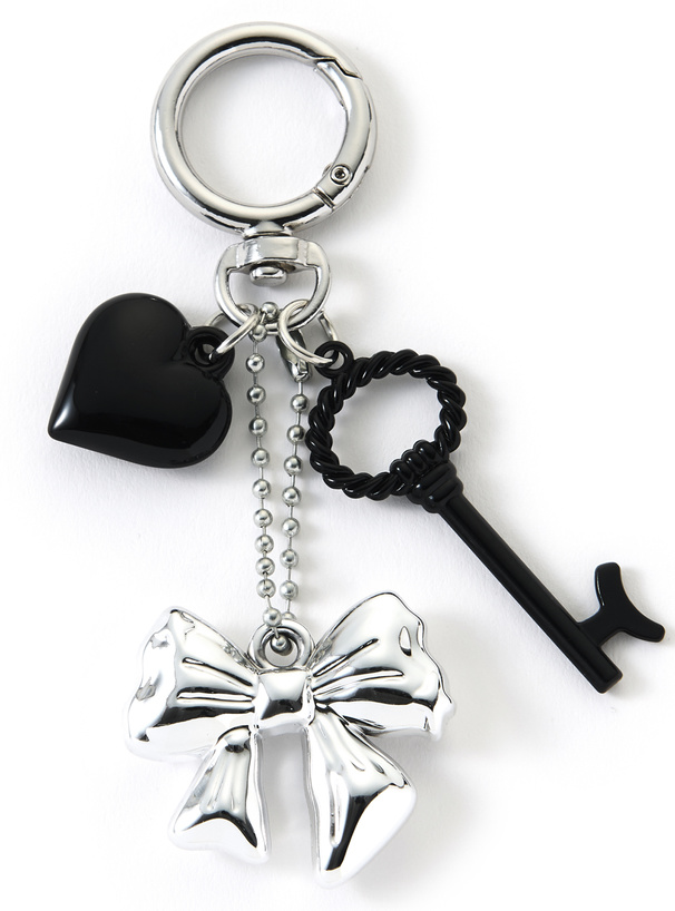 配色ハートリボンキーチャーム