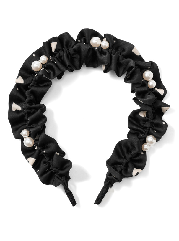 未使用品　Rene ルネ　パール付カチューシャ　黒 ヴァンテーヌ カチューシャ グログラン リボン ボリューム 結婚式