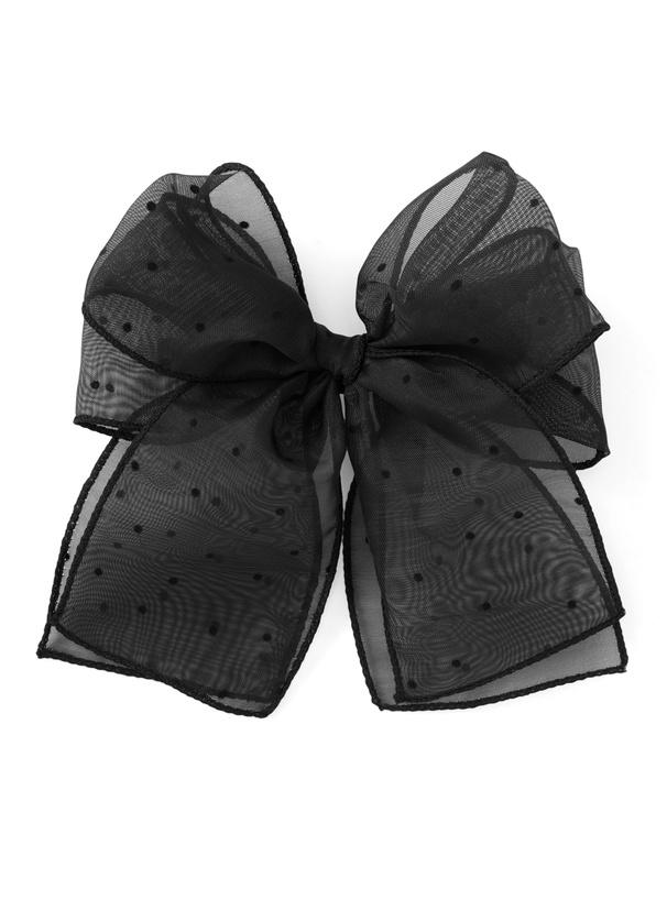 ドット柄ダブルリボンメッシュバレッタ[tr1129]