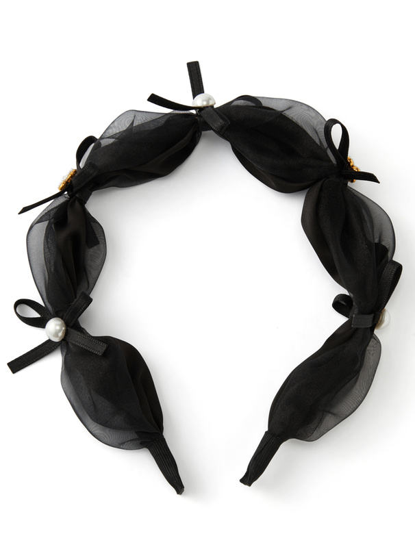 メッシュサテンリボンパールカチューシャ[tr1130]