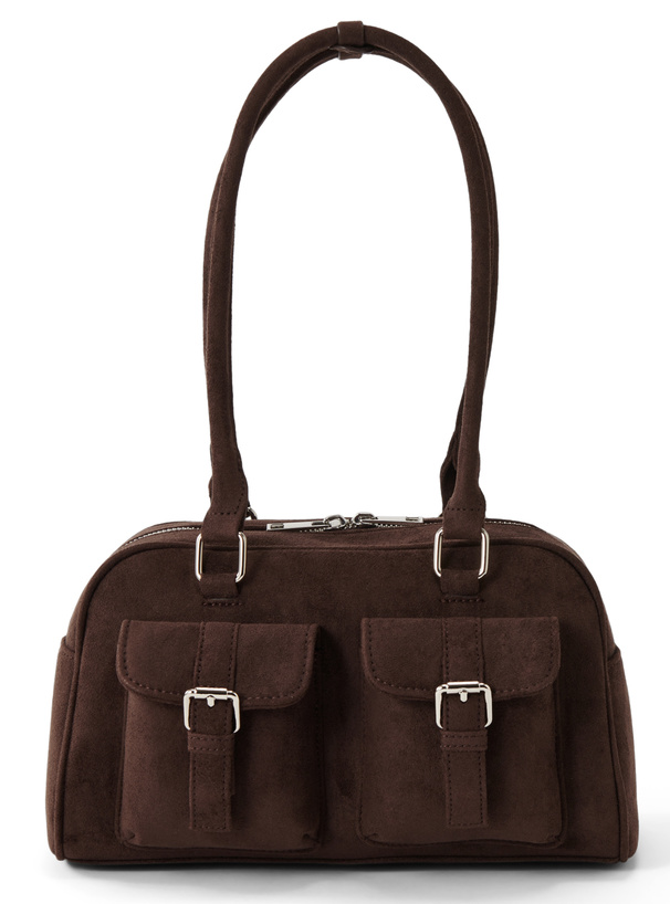 ダブルポケットスエードボストンバッグ