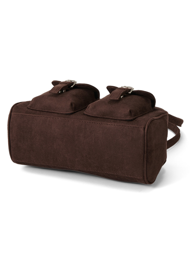 ダブルポケットスエードボストンバッグ