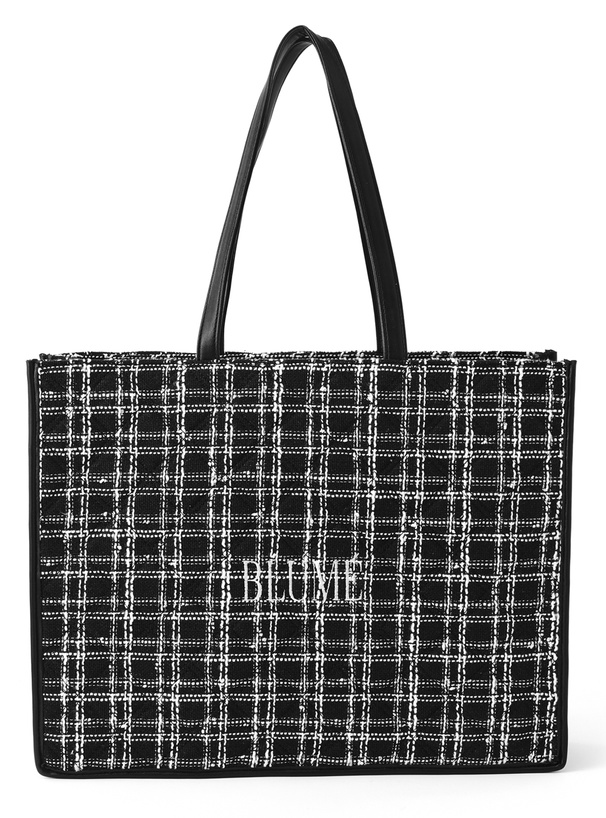 ツイードキルティングロゴ刺繍トートバッグ[tr1144]