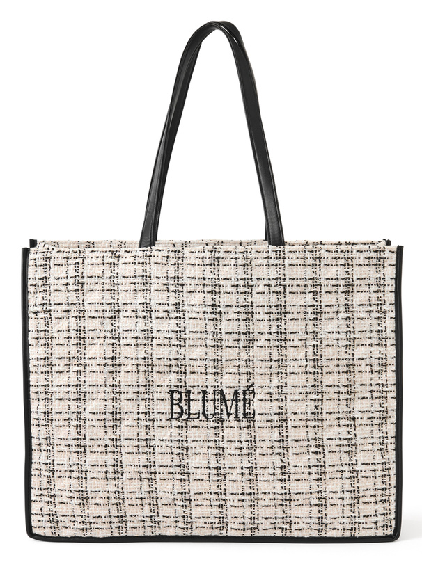 ツイードキルティングロゴ刺繍トートバッグ