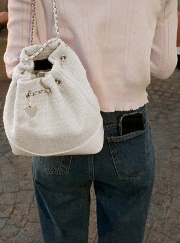 ツイード巾着ミニリュック