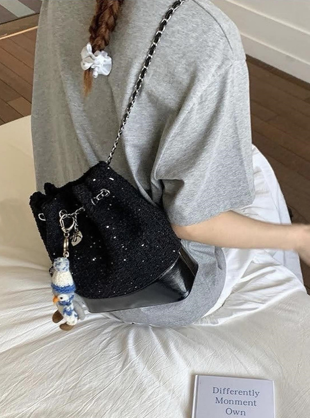 ツイード巾着ミニリュック