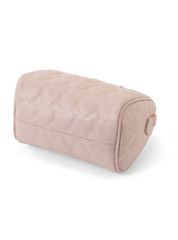 チャーム付きハートキルティングハンドバッグ