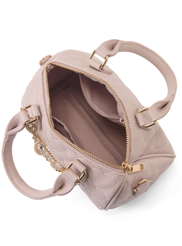 チャーム付きハートキルティングハンドバッグ