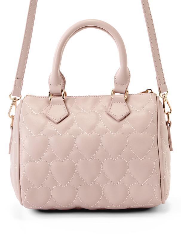 チャーム付きハートキルティングハンドバッグ