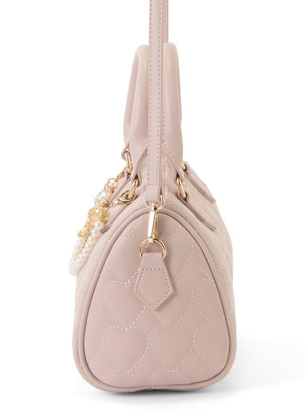 チャーム付きハートキルティングハンドバッグ