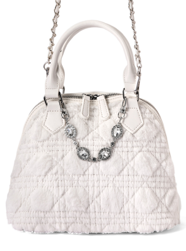 2Wayチャーム付きファーキルティングバッグ[tr1187]