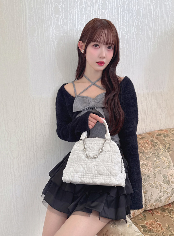 2Wayチャーム付きファーキルティングバッグ