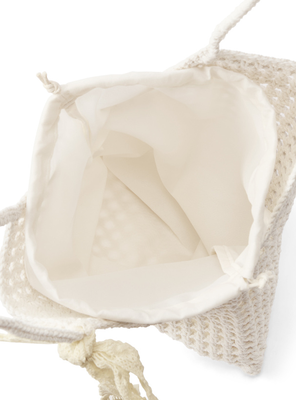 リボン・巾着付きかぎ編みバッグ