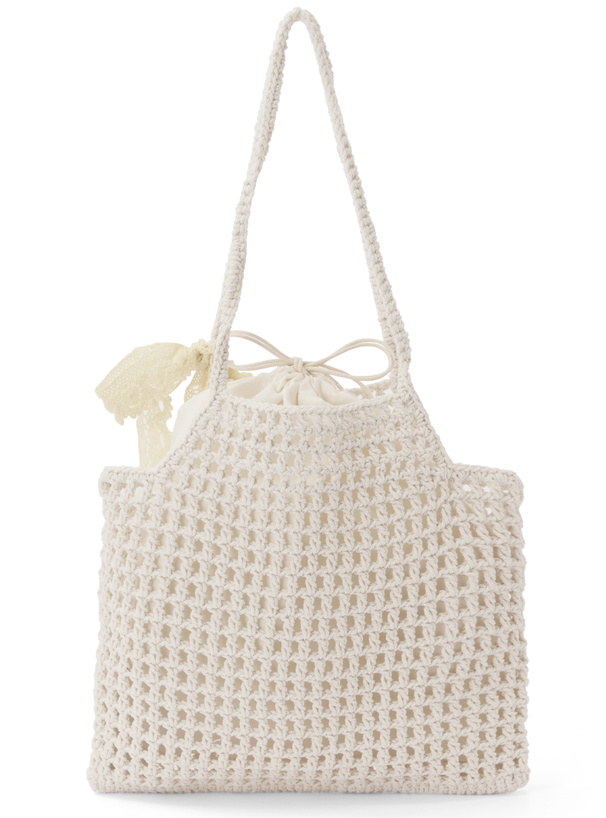 リボン・巾着付きかぎ編みバッグ