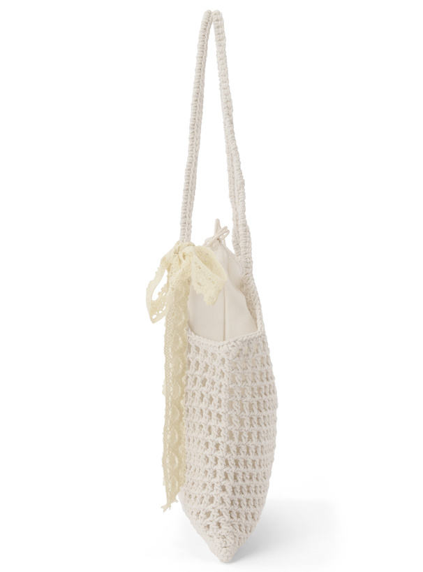 リボン・巾着付きかぎ編みバッグ