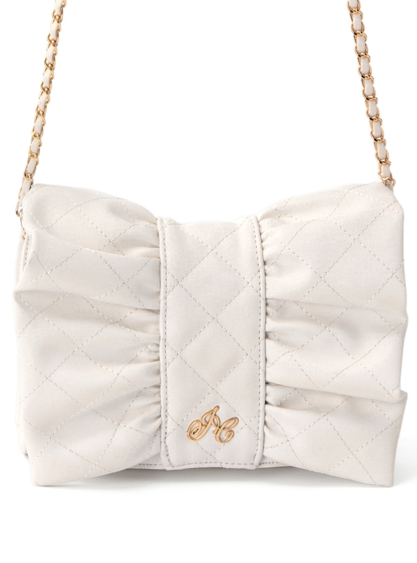 リボンキルティングフラップチェーンショルダーバッグ