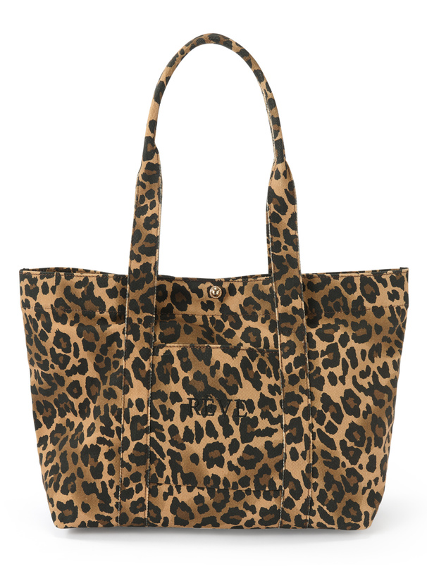 レオパード柄ロゴ刺繍トートバッグ