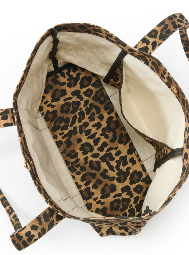 レオパード柄ロゴ刺繍トートバッグ