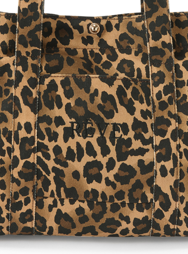 レオパード柄ロゴ刺繍トートバッグ
