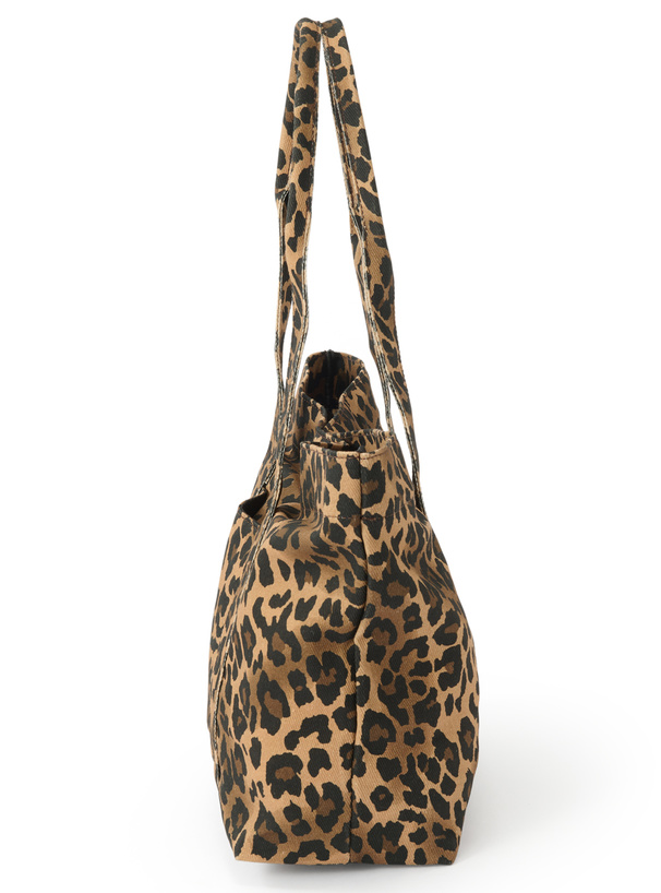 レオパード柄ロゴ刺繍トートバッグ