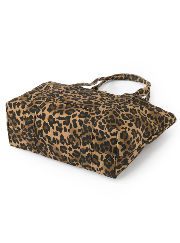 レオパード柄ロゴ刺繍トートバッグ