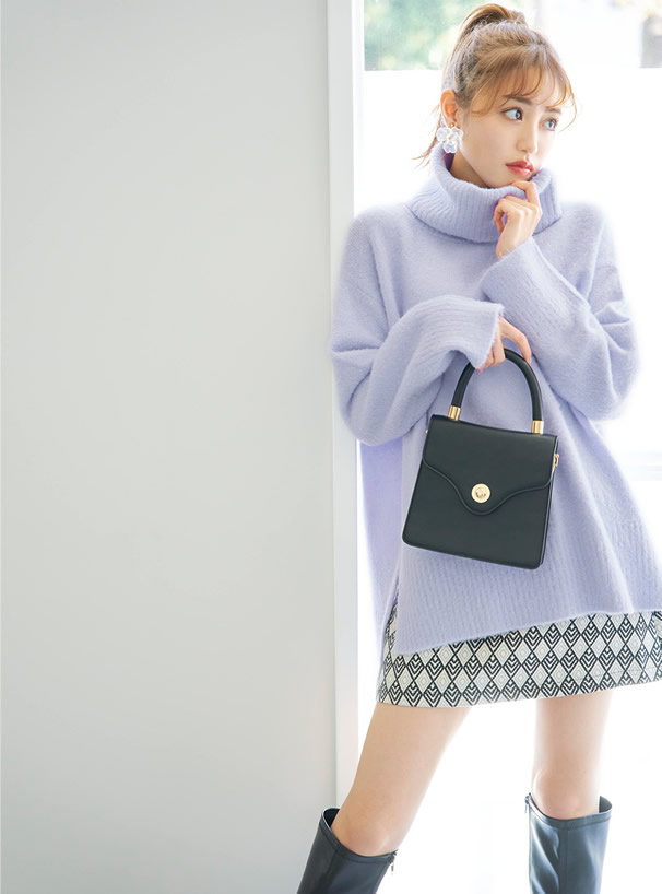 2Wayレザー台形ショルダーバッグ