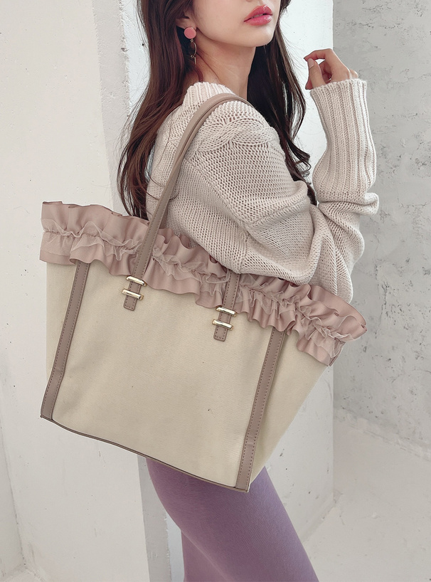 異素材フリルトートバッグ Tr387 レディースファッション通販のグレイル Grl 公式