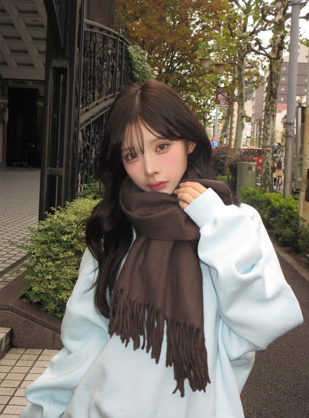 ウールフリンジオーバーサイズマフラー[tr668] | レディース