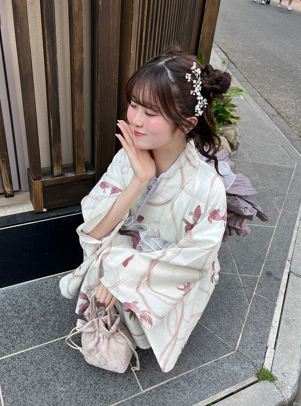 花柄レース巾着浴衣ミニバッグ