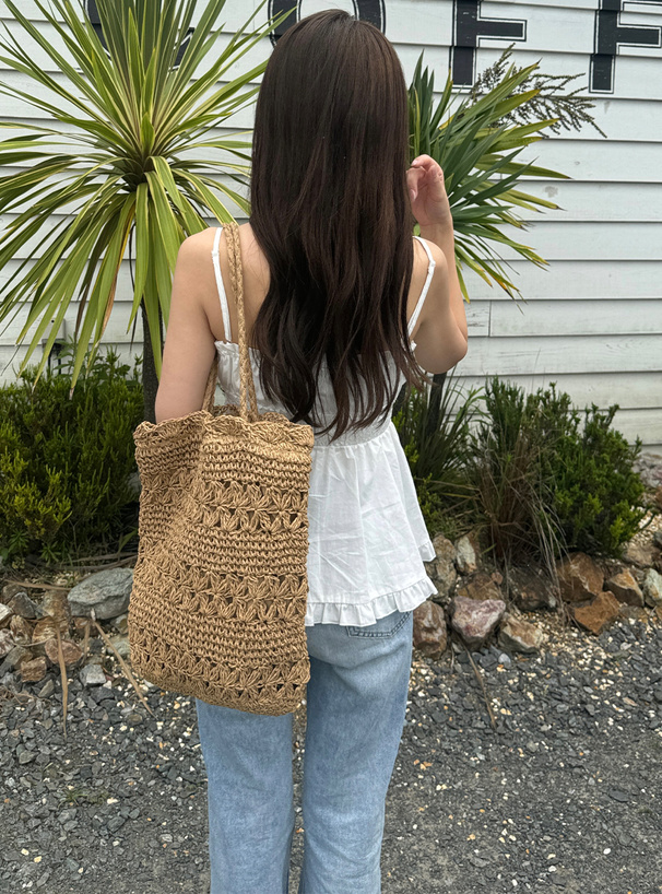 ペーパー透かし編み巾着トートバッグ