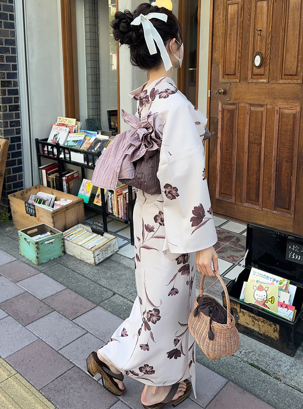 巾着付きかごバッグ