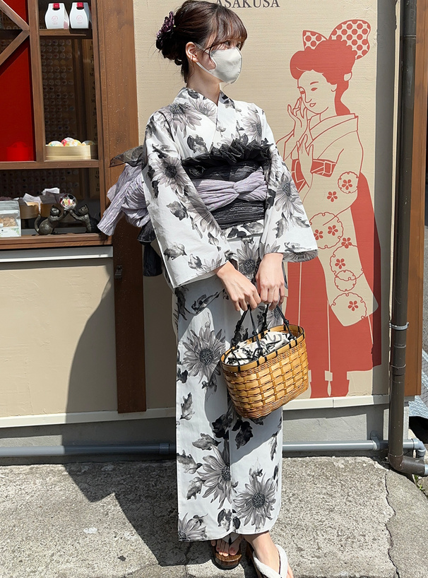 花柄巾着かごバッグ