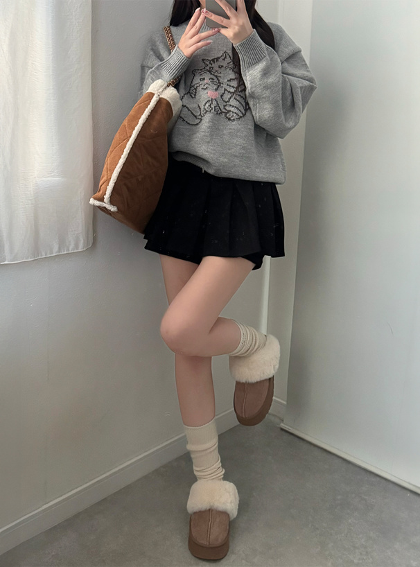 ボアキルティングチェーントートバッグ