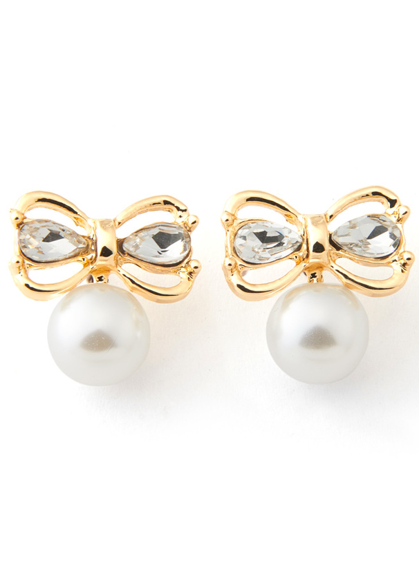 リボンパールビジューピアス[ts491]