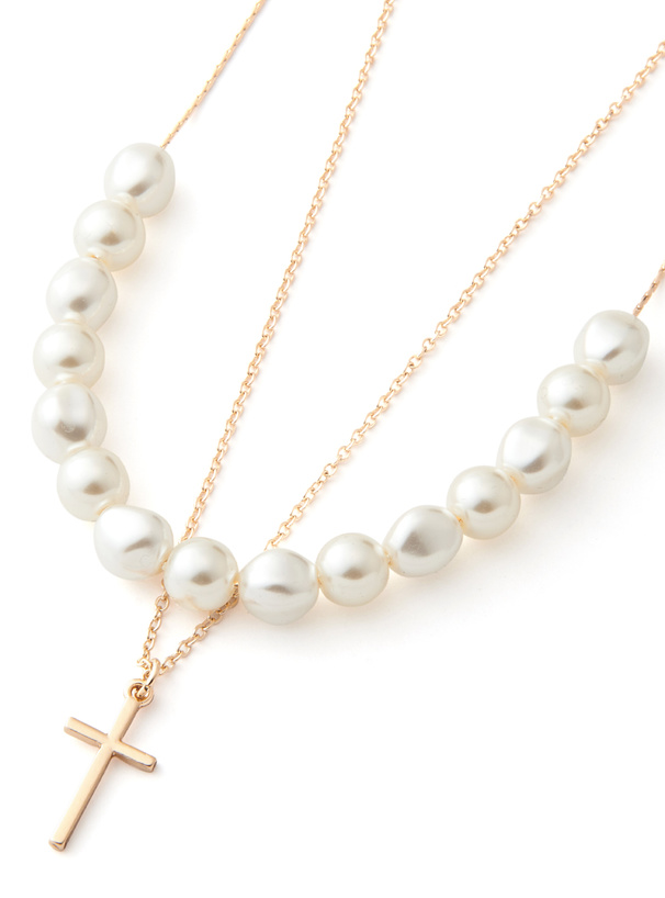 パールクロス2連ネックレス