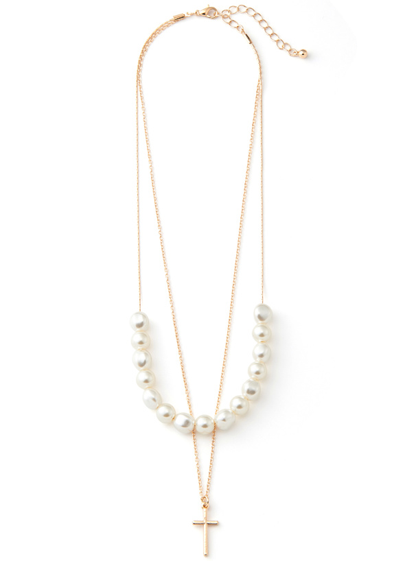 パールクロス2連ネックレス