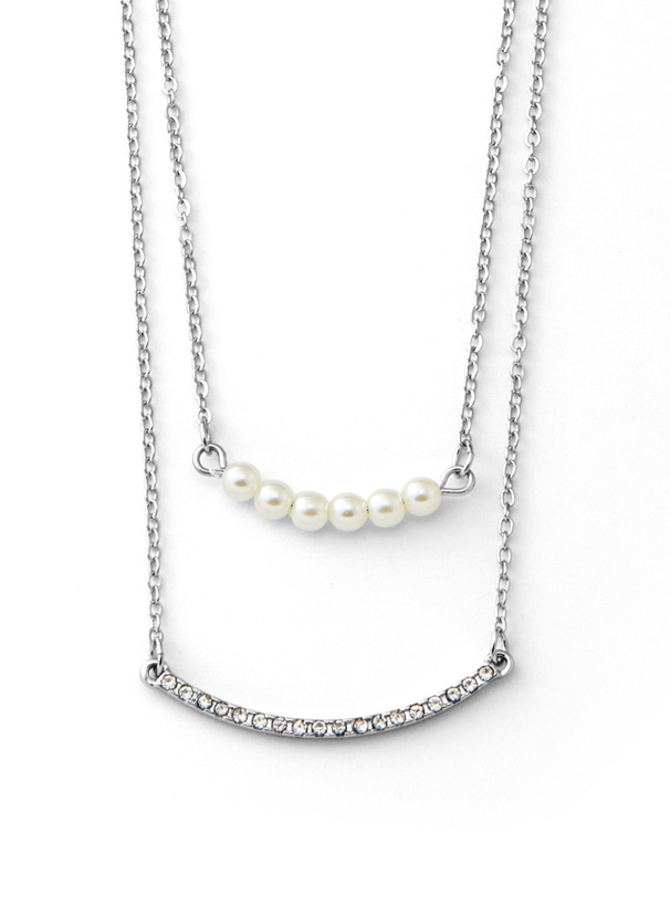 パールラインストーン2連ネックレス[ts503]