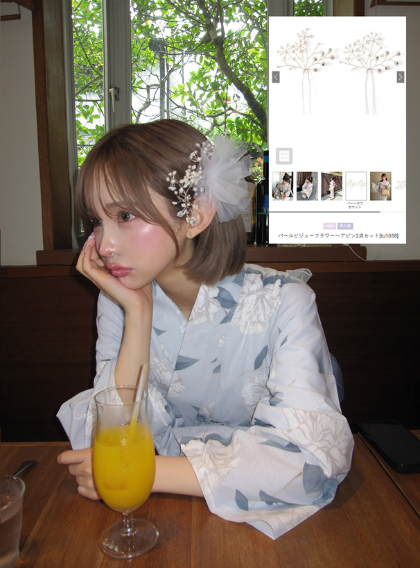パールビジューフラワーヘアピン2点セット