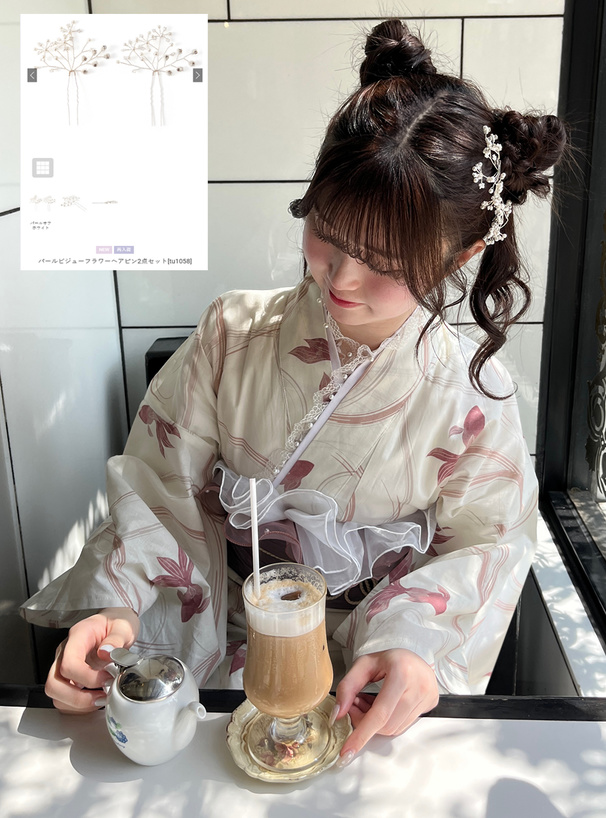 パールビジューフラワーヘアピン2点セット