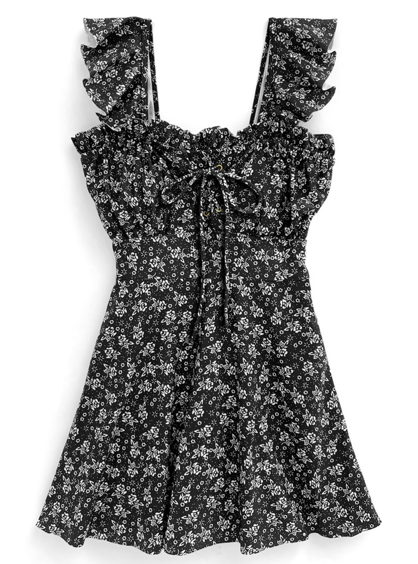 花柄ショルダーフリル水着