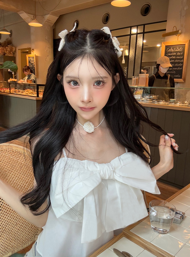 ビッグリボンペプラムキャミビスチェ