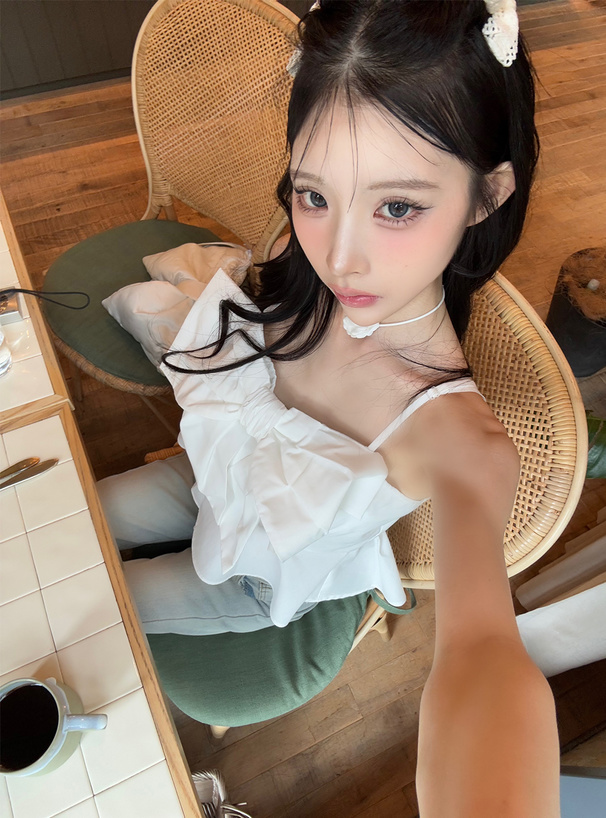 ビッグリボンペプラムキャミビスチェ