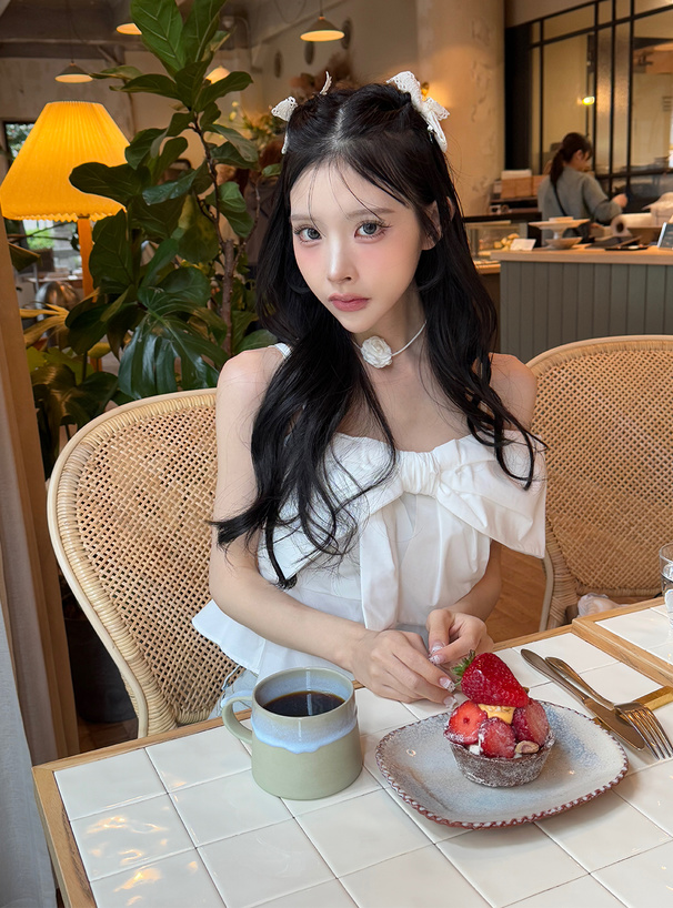ビッグリボンペプラムキャミビスチェ