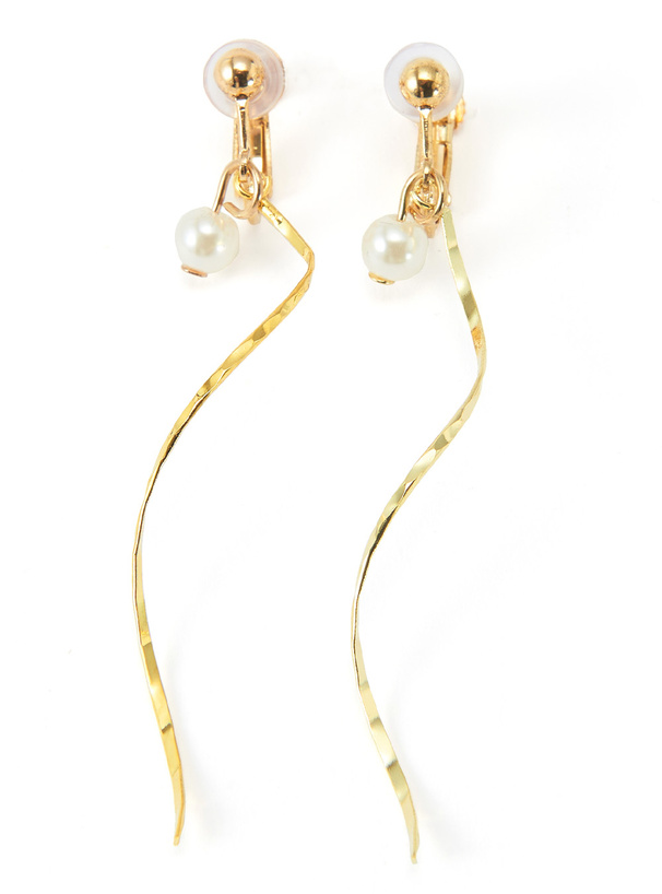 パールウエーブスティックイヤリング