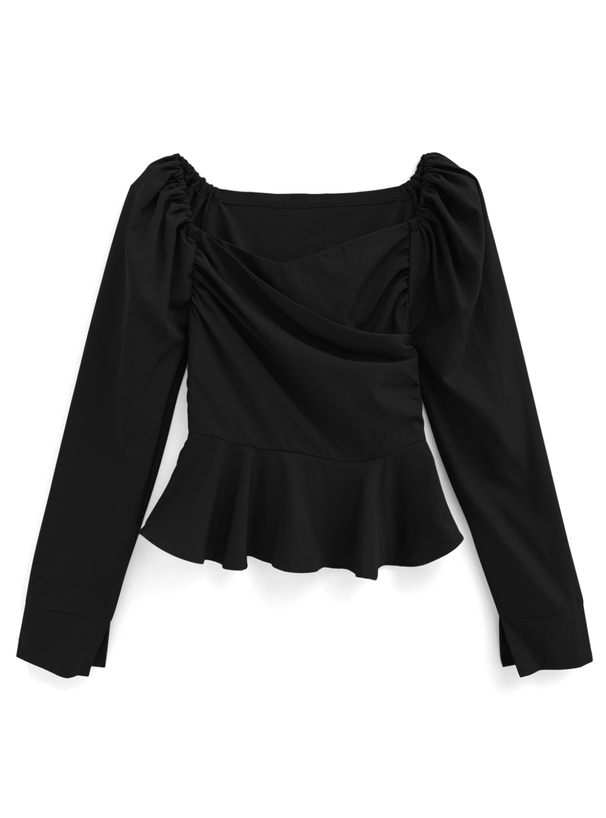 ギャザーペプラムブラウス