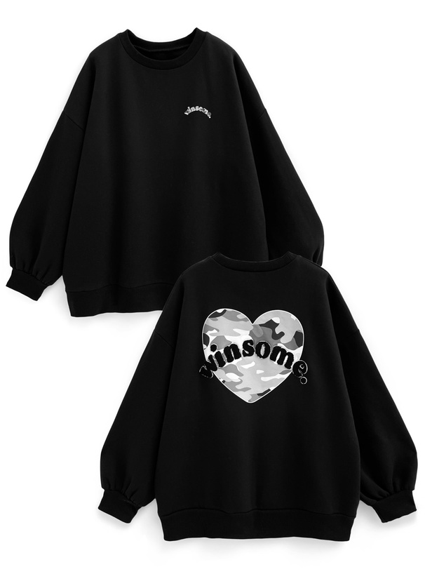 ミリタリー柄ハートロゴスウェットトップス[tu1462] | レディース