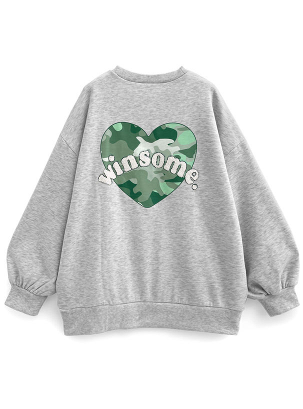 ミリタリー柄ハートロゴスウェットトップス